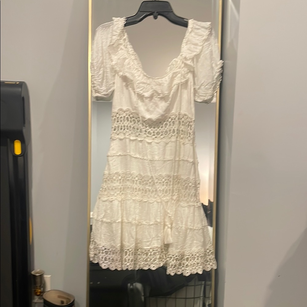 Free People White Ruffled Puff Sleeve Sundress
